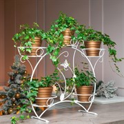 Подставка для цветов на подоконник под 5 кашпо белая металл 14-915W - фото 74982