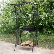 Мангал кованый с крышей и полкой для дров 860-98R - фото 75005