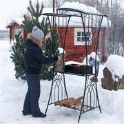 Мангал кованый с крышей и полкой для дров 860-98R - фото 75006