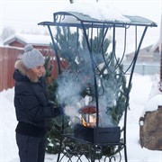 Мангал кованый с крышей и полкой для дров 860-98R - фото 75007