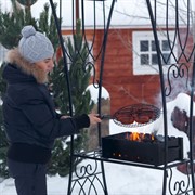 Мангал кованый с крышей и полкой для дров 860-98R - фото 75008