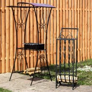 Мангал кованый с крышей и полкой для дров 860-98R - фото 75009