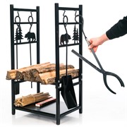 Дровница металлическая разборная чёрная 103-208 - фото 75019