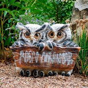 Кашпо декоративное Две совы с табличкой Добро пожаловать! F08574 - фото 75124