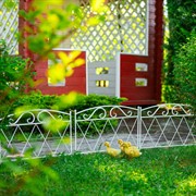 Заборчик декоративный для сада металл белый длина 62см 58-414W - фото 75156