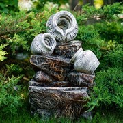 Фонтан декоративный для сада и дачи Трио полистоун высота 52см U09221 - фото 75168