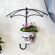 Подставка настенная Зонт на 1 цветок 12см чёрная металл 15-811 - фото 75290