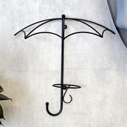 Подставка настенная Зонт на 1 цветок 12см чёрная металл 15-811 - фото 75291