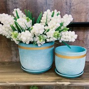 Горшок Замша 1,6л золото бирюзовый бук №2 - фото 75372