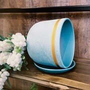 Горшок Замша 1,6л золото бирюзовый бук №2 - фото 75373