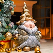 Фигура новогодняя Снегурочка бело-золотая высота 60см U09386-G - фото 75389