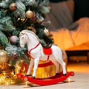 Фигура декоративная Лошадка-качалка новогодняя 34см U09279-Red - фото 75398