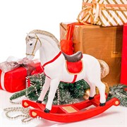 Фигура декоративная Лошадка-качалка новогодняя 34см U09279-Red - фото 75403