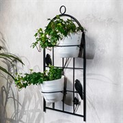 Подставка настенная на 2 цветка Птицы чёрная металл 15-119B - фото 75405