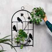 Подставка настенная на 2 цветка Птицы чёрная металл 15-119B - фото 75406
