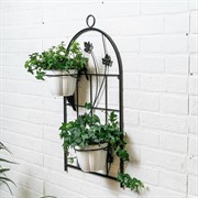 Подставка настенная на 2 цветка Птицы чёрная металл 15-119B - фото 75409