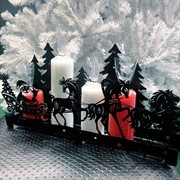 Подсвечник новогодний Упряжка лошадей длина 38см металл 730-089B - фото 75470 Подсвечник новогодний Упряжка лошадей длина 38см металл 730-089B - фото 75470