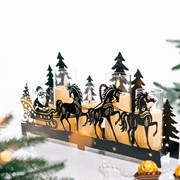 Подсвечник новогодний Упряжка лошадей длина 38см металл 730-089B - фото 75475 Подсвечник новогодний Упряжка лошадей длина 38см металл 730-089B - фото 75475
