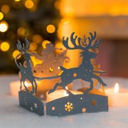 Ширма декоративная Дед мороз в упряжке новогодняя металл серебро 200-051S - фото 75481