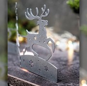 Ширма декоративная Дед мороз в упряжке новогодняя металл серебро 200-051S - фото 75482