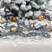 Ширма декоративная Дед мороз в упряжке новогодняя металл серебро 200-051S - фото 75483