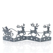 Ширма декоративная Дед мороз в упряжке новогодняя металл серебро 200-051S - фото 75484