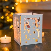 Ширма декоративная Открытки снеговика новогодняя белая металл длина 48см 200-053W - фото 75486