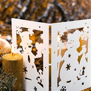 Ширма декоративная Открытки снеговика новогодняя белая металл длина 48см 200-053W - фото 75487