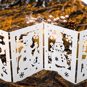 Ширма декоративная Открытки снеговика новогодняя белая металл длина 48см 200-053W - фото 75488