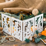 Ширма декоративная Открытки снеговика новогодняя белая металл длина 48см 200-053W - фото 75490