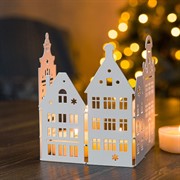 Ширма декоративная Город новогодняя белая металл длина 32см 200-056W - фото 75493