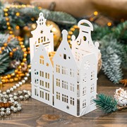 Ширма декоративная Город новогодняя белая металл длина 32см 200-056W - фото 75498