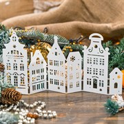 Ширма декоративная Город новогодняя белая металл длина 32см 200-056W - фото 75499