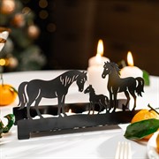 Подсвечник новогодний Лошади на несколько свечей металл чёрный 730-090B - фото 75502 Подсвечник новогодний Лошади на несколько свечей металл чёрный 730-090B - фото 75502