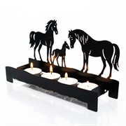 Подсвечник новогодний Лошади на несколько свечей металл чёрный 730-090B - фото 75503 Подсвечник новогодний Лошади на несколько свечей металл чёрный 730-090B - фото 75503