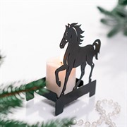 Подсвечник новогодний Лошадь на 1 свечу металл чёрный 730-091B - фото 75506