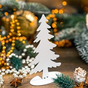 Фигурка новогодняя Ель декоративная на стол металл белый 700-006W - фото 75508