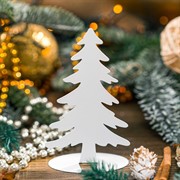 Фигурка новогодняя Ель декоративная на стол металл белый 700-006W - фото 75509