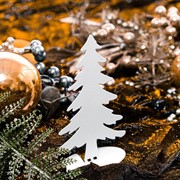 Фигурка новогодняя Ель декоративная на стол металл белый 700-006W - фото 75510