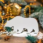 Фигурка настольная Медведь новогодняя металл белый 700-001W - фото 75512