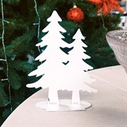 Декоративная фигура Две ели новогодняя металл белый 700-007W - фото 75515