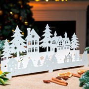 Подсвечник новогодний белый металл длина 38см 730-073W - фото 75965