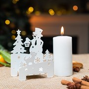 Подсвечник новогодний Снеговик металл белый 730-071W - фото 75974