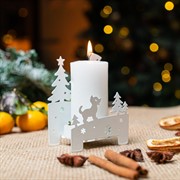 Подсвечник новогодний Снеговик металл белый 730-071W - фото 75975