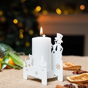 Подсвечник новогодний Снеговик металл белый 730-071W - фото 75976