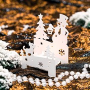 Подсвечник новогодний Снеговик металл белый 730-071W - фото 75977