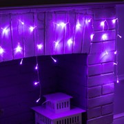 Гирлянда Бахрома ECO 1,8х0,5м фиолетовое свечение 8 режимов прозрачная нить - фото 76327