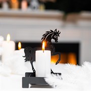 Подсвечник новогодний Лошадь на 1 свечу металл чёрный 730-094B - фото 76331