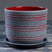 Горшок Лофт 0,8л серо-красный бук №1 - фото 76790