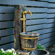 Умывальник садовый с ведёрком и кадкой стеклопластик высота 100см U07563 - фото 79544